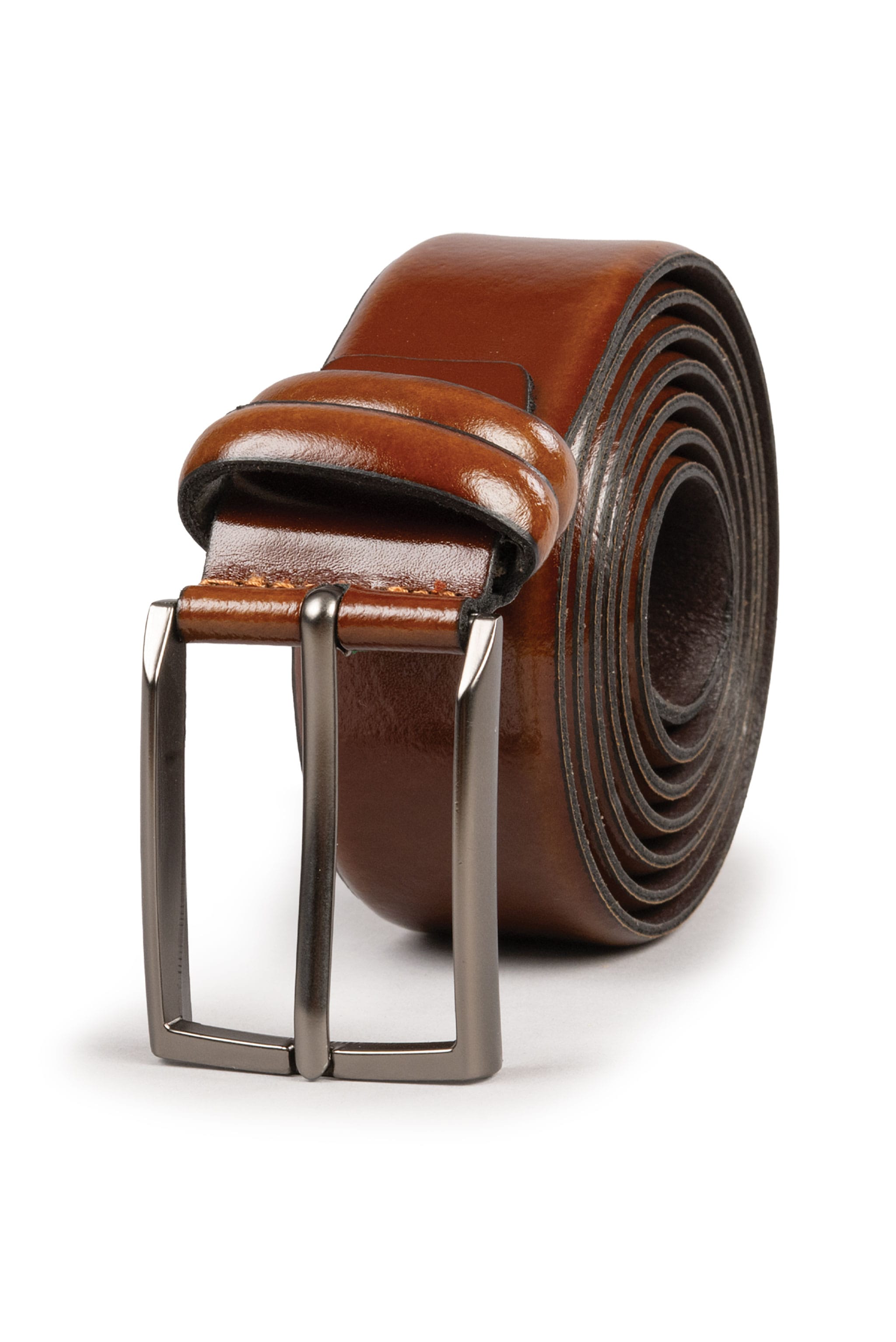 Alta Moda Tobacco Glossy Italian Leather Belt
