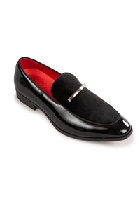 Black Patent Leather and Velvet Loafer
