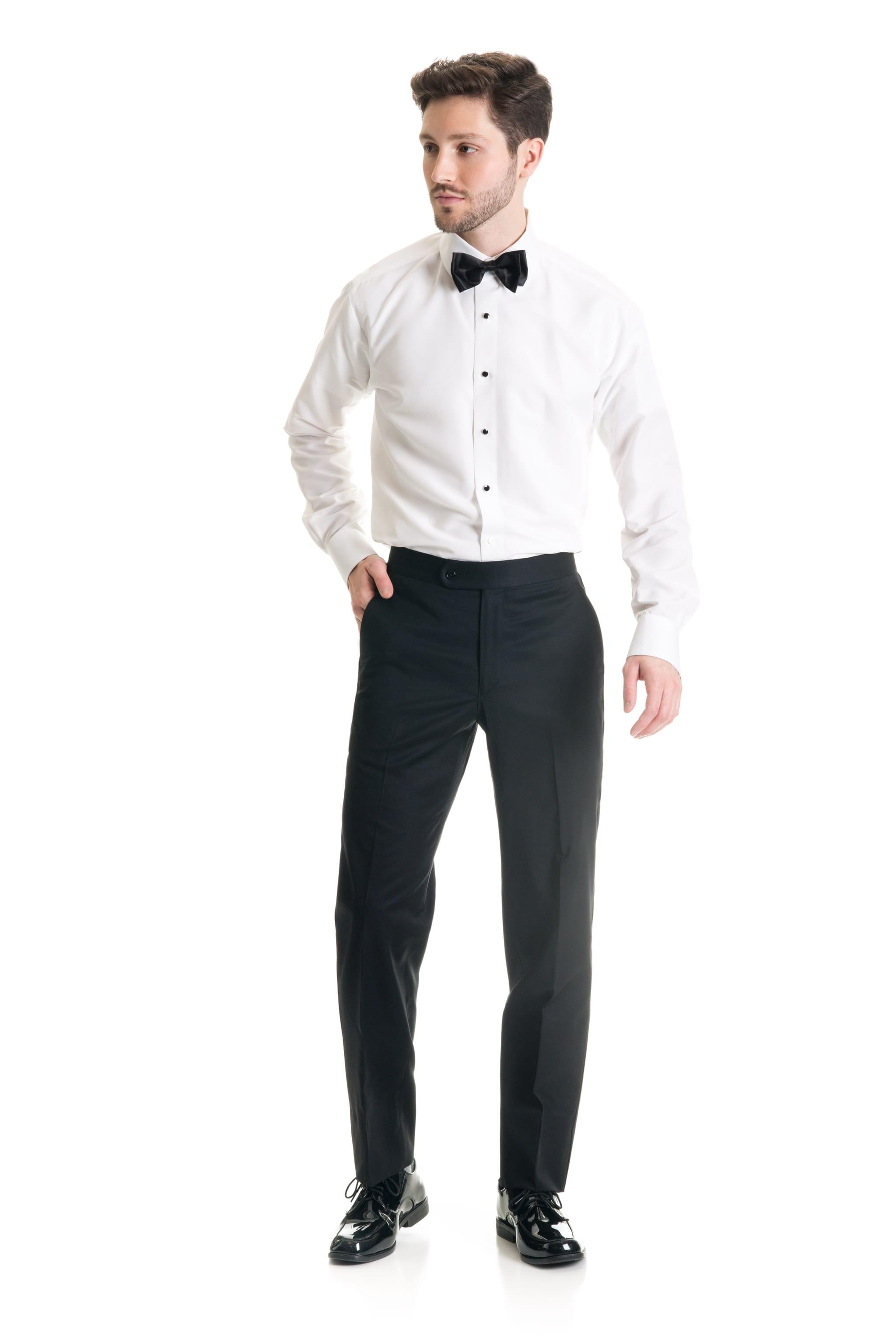 Black Slim Fit Tuxedo Pants - Super 120's