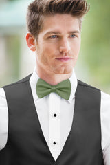 man wearing white shirt, solid clover bow tie, and matching Expressions vest