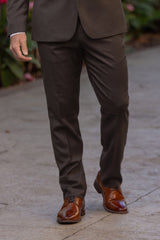 Dark Brown Stretch Slim Fit Suit Pants