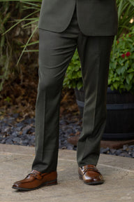 Olive Stretch Slim Fit Suit Pants