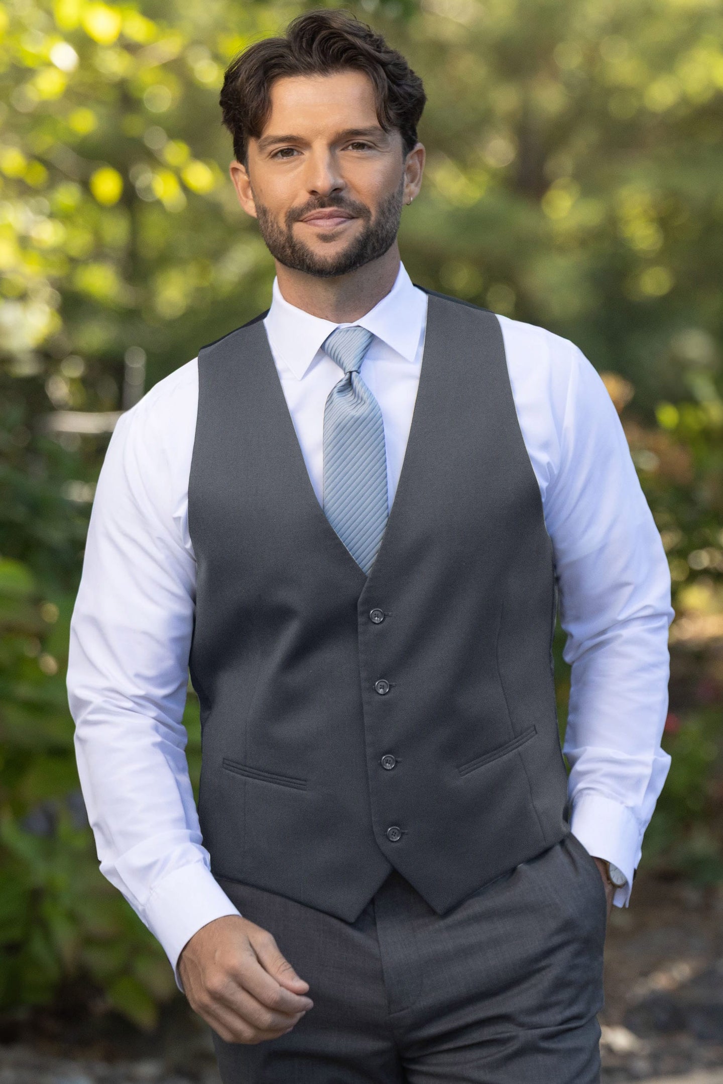 Slate Grey Stretch Slim Fit Suit Vest