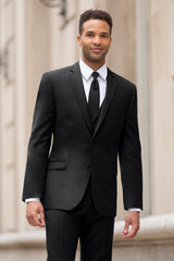 Black Slim Fit Suit Pants - Super 120's