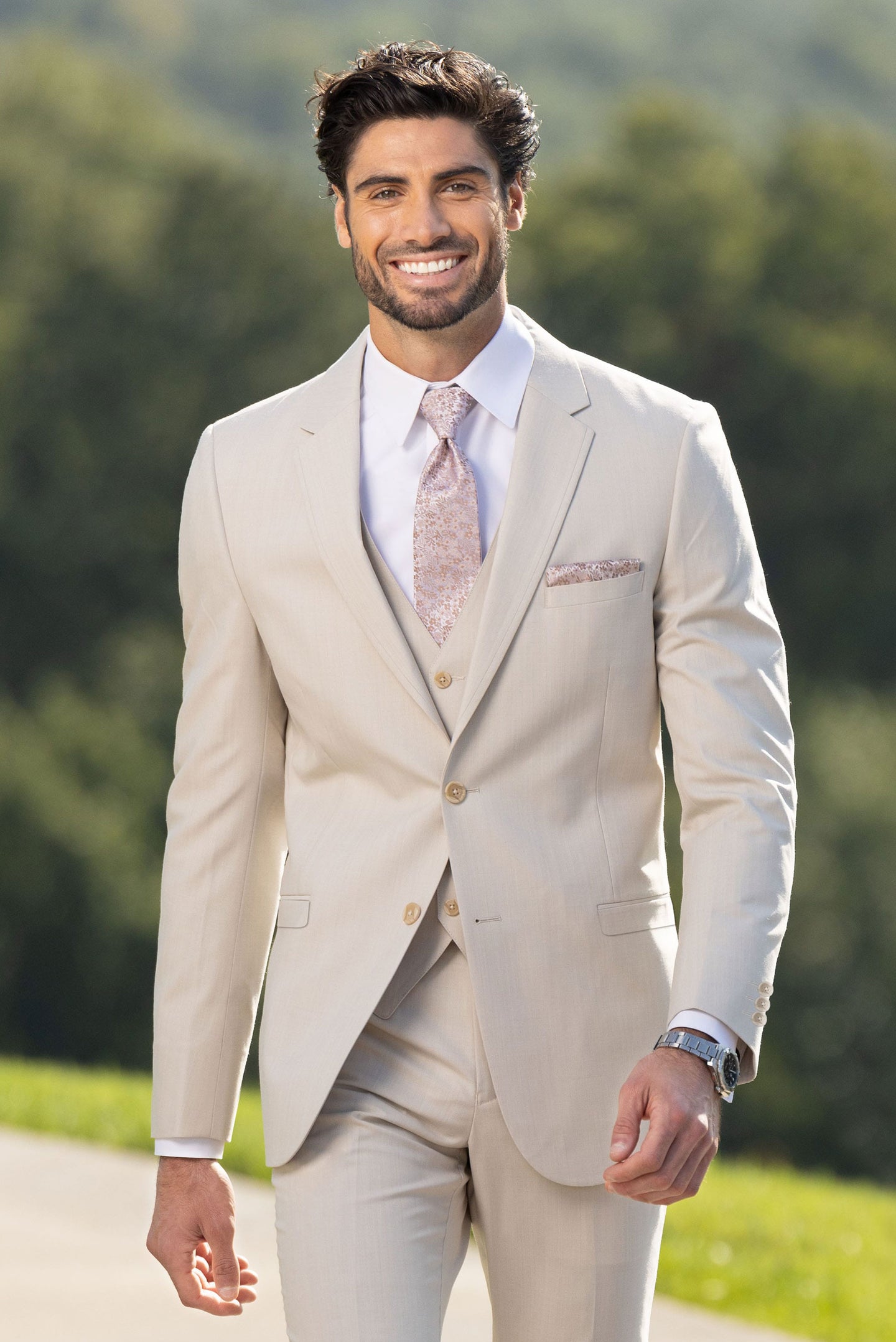 Tan Performance Stretch Wedding Suit Coat