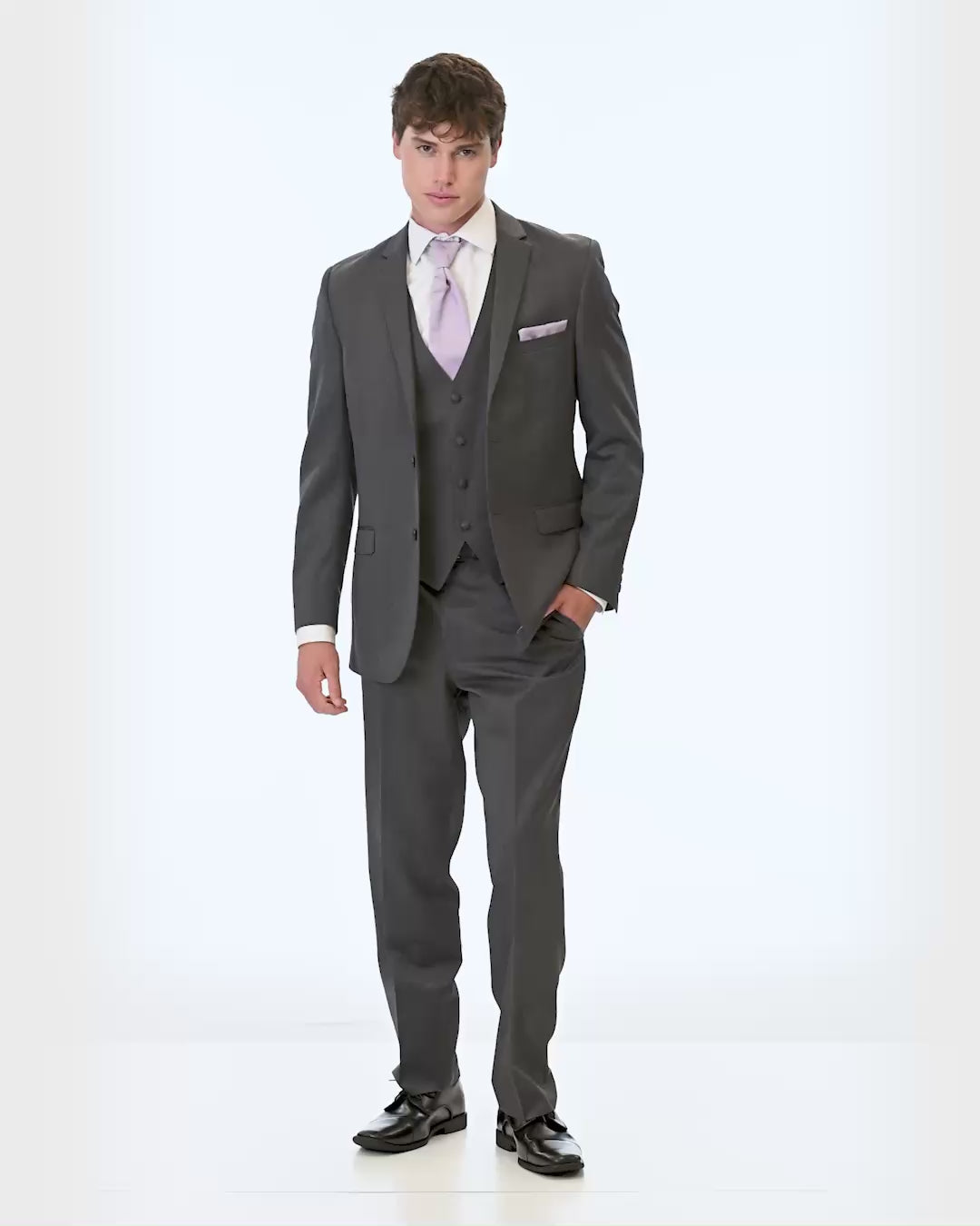 short video showing 360 degree views of Michael Kors Steel Grey Sterling Wedding Suit