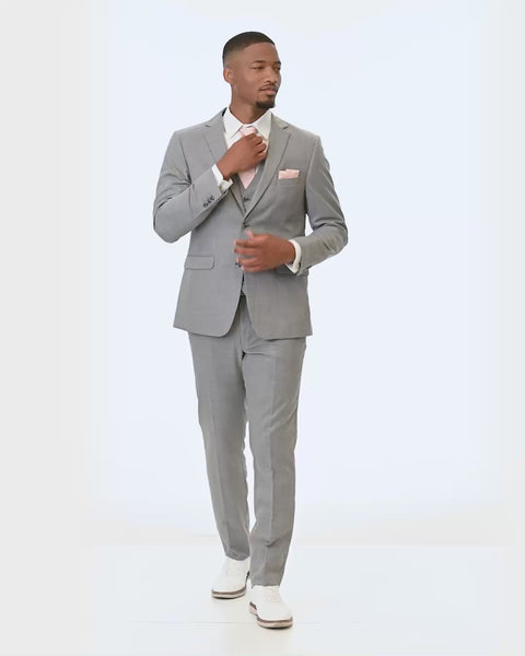 short video showing 360 degree views of Allure Men Heather Grey Clayton Suit