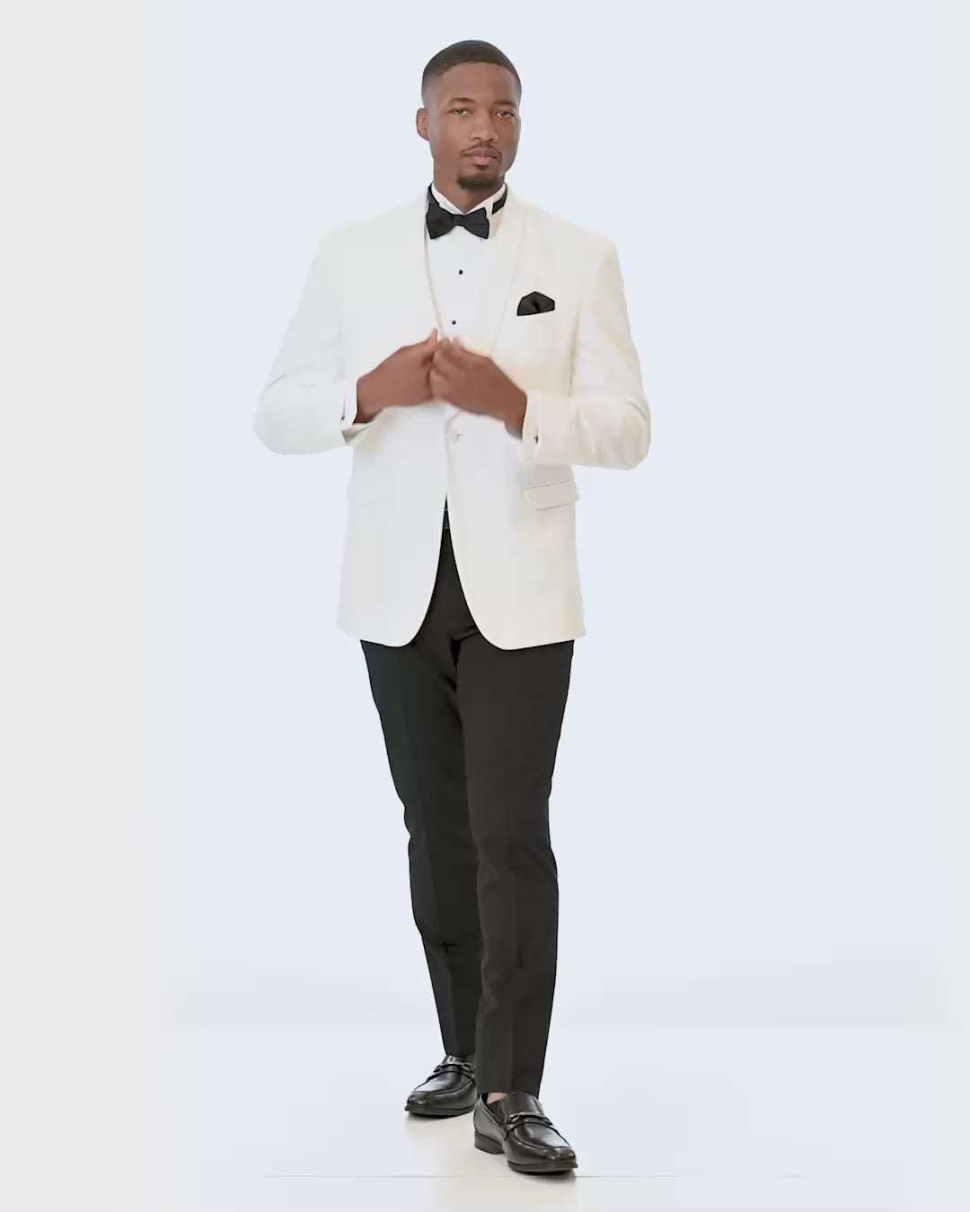 short video showing 360 degree views of White Classic Dinner Jacket