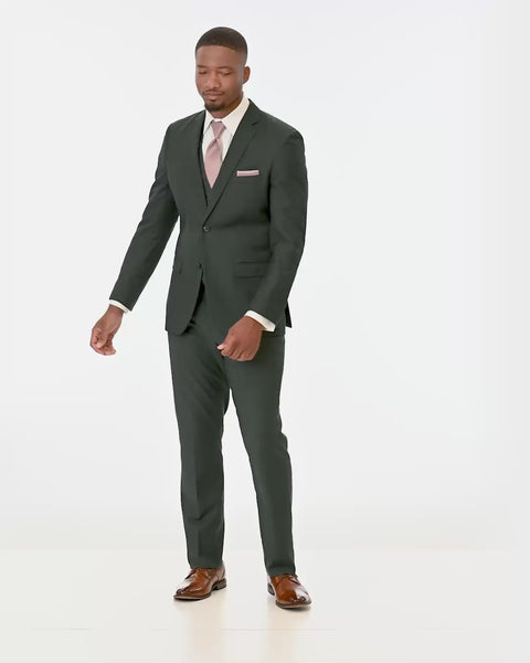 short video showing 360 degree views of Couture 1910 Dark Green Stretch Suit