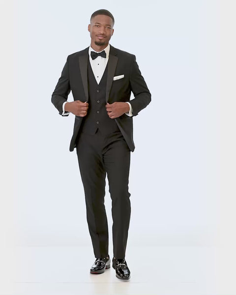 short video showing 360 degree views of Couture 1910 Black Stretch Suit