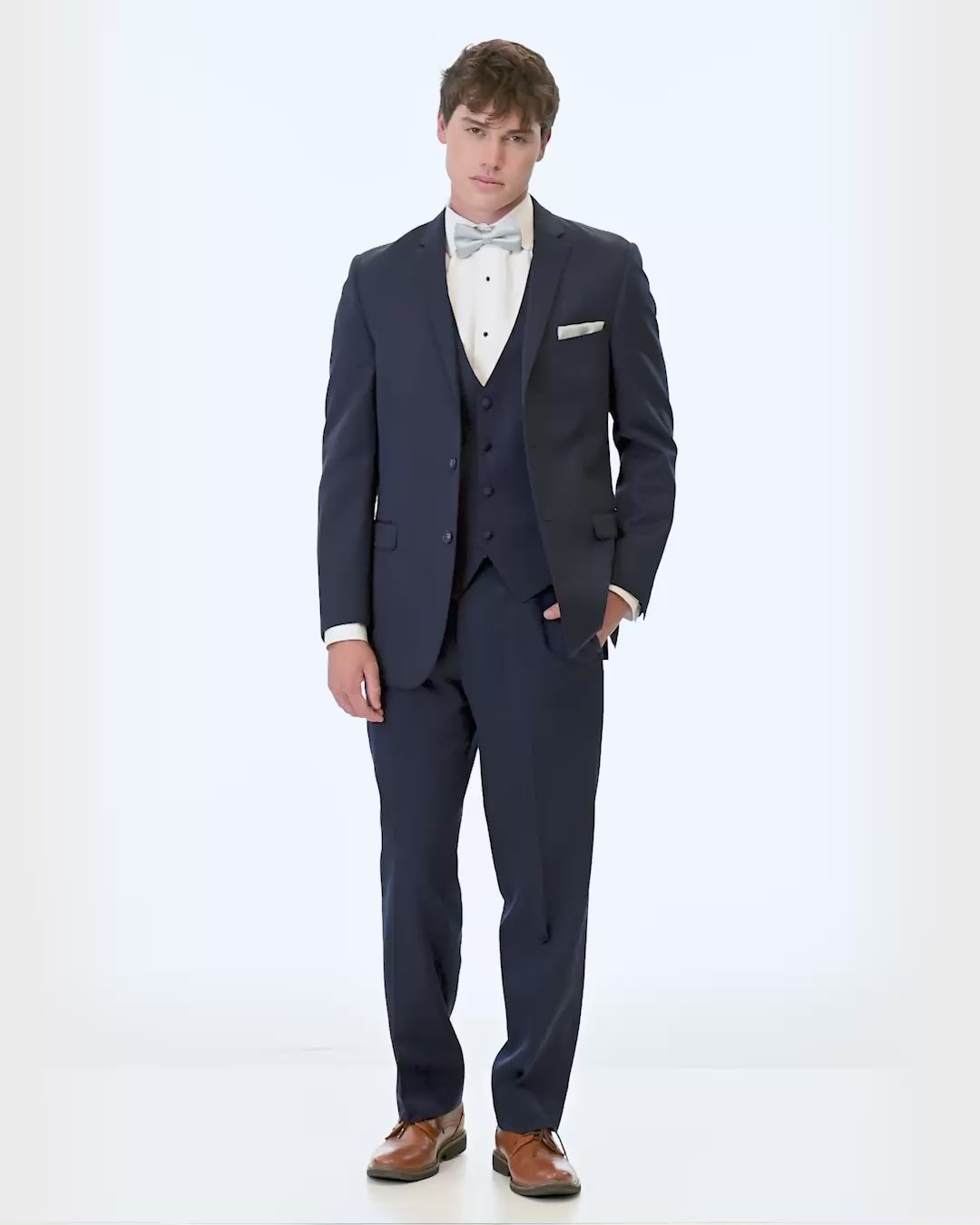 short video showing 360 degree views of Michael Kors Navy Sterling Wedding Suit