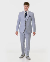 short video showing 360 degree views of Couture 1910 Oxford Blue Stretch Suit