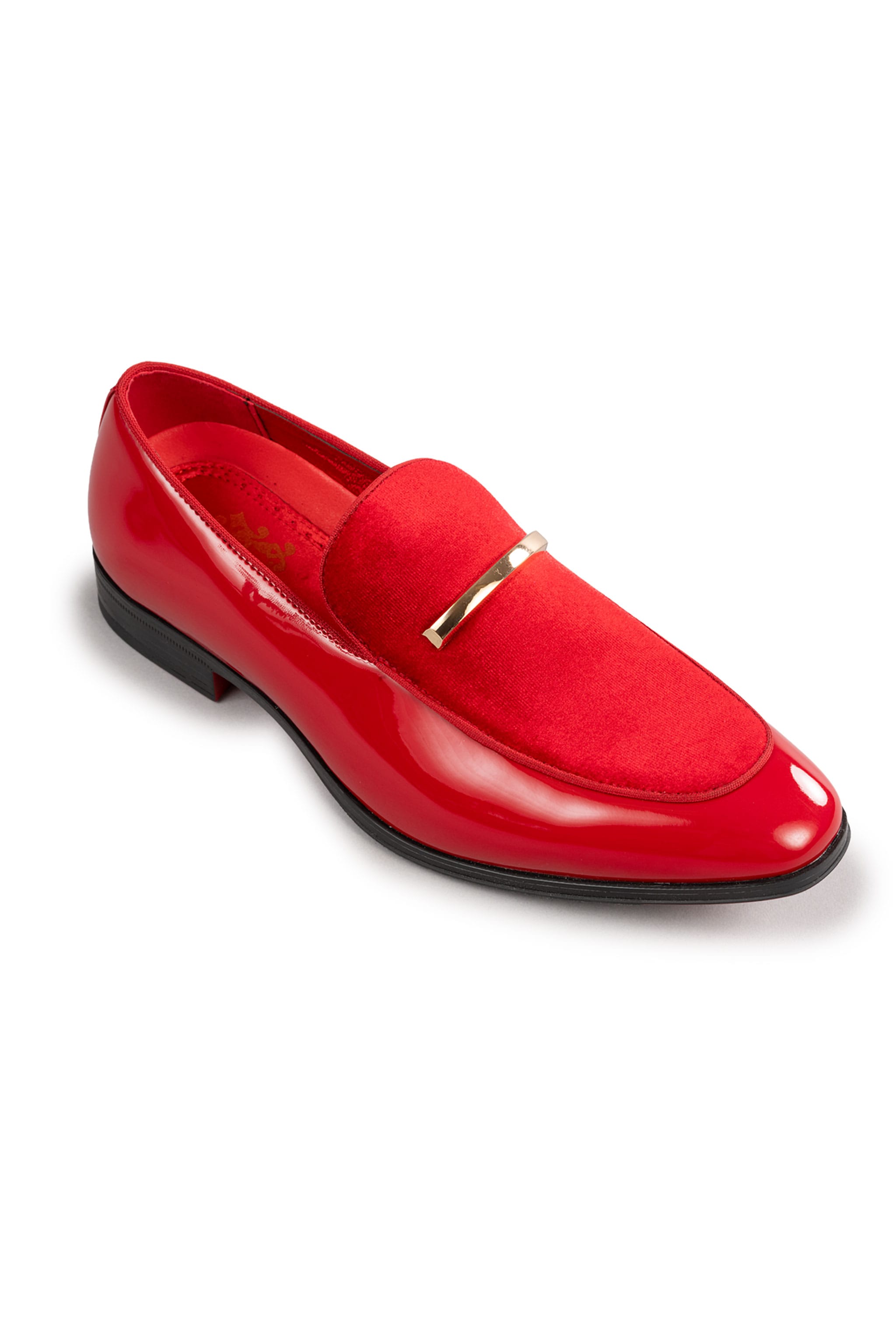 Red Patent Leather and Velvet Loafer | Jim's Formal Wear Shop