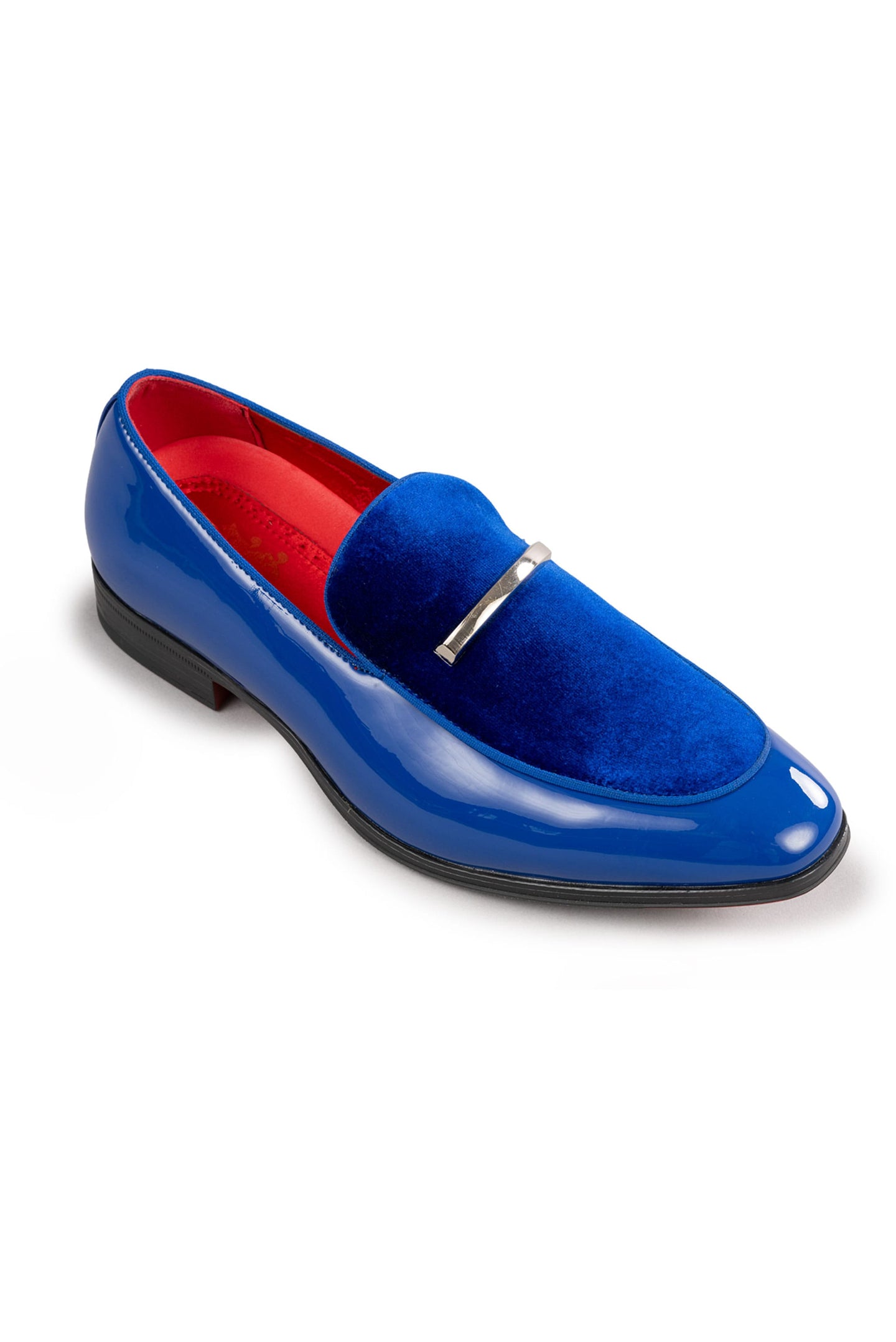 Royal Blue Patent Leather and Velvet Loafer