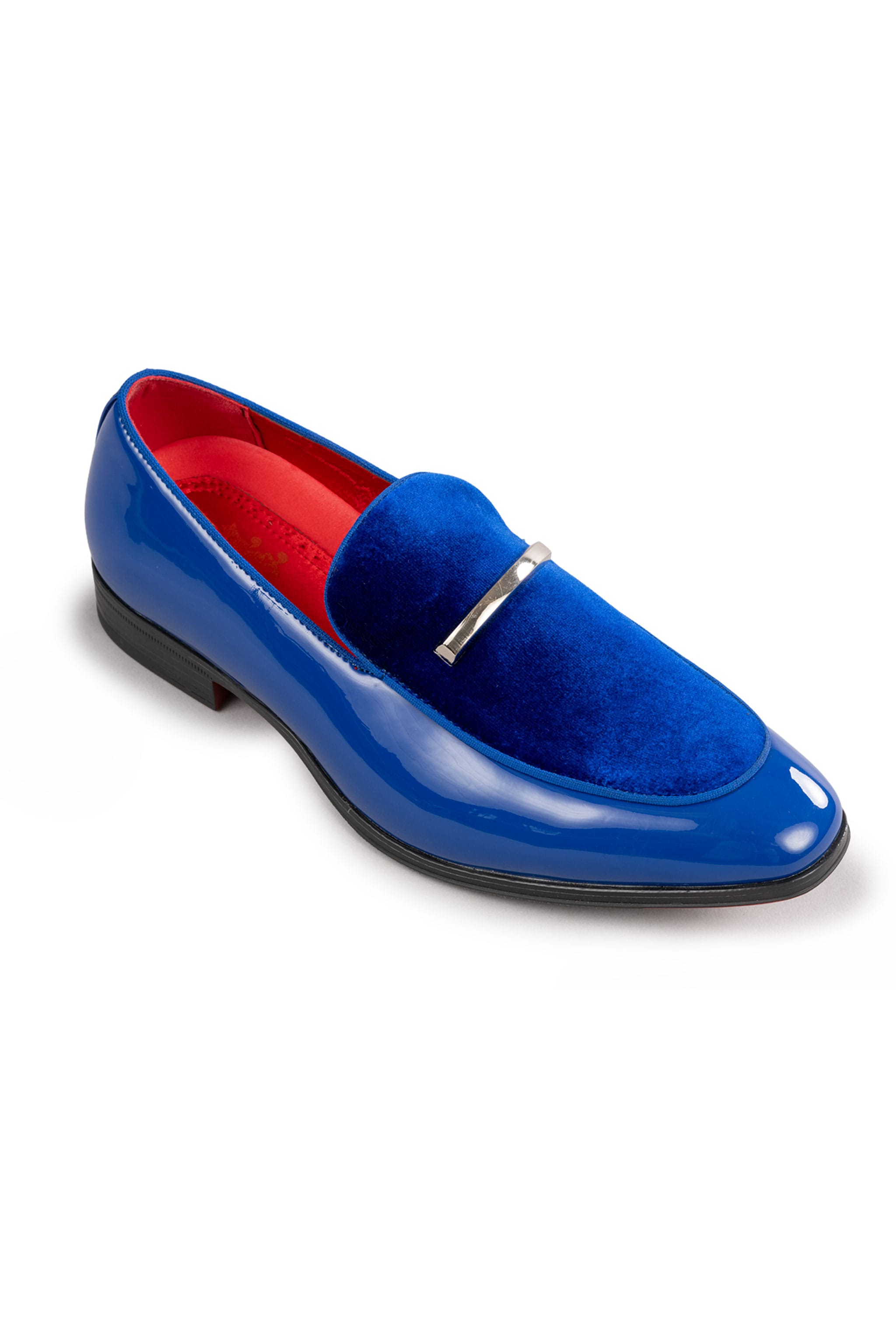 Royal Blue Patent Leather and Velvet Loafer