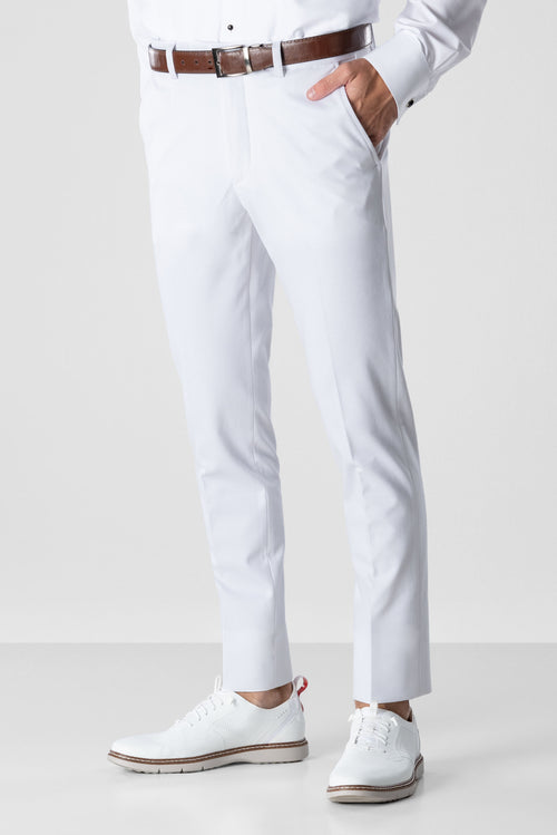 White Euro Slim Fit Stretch Pants