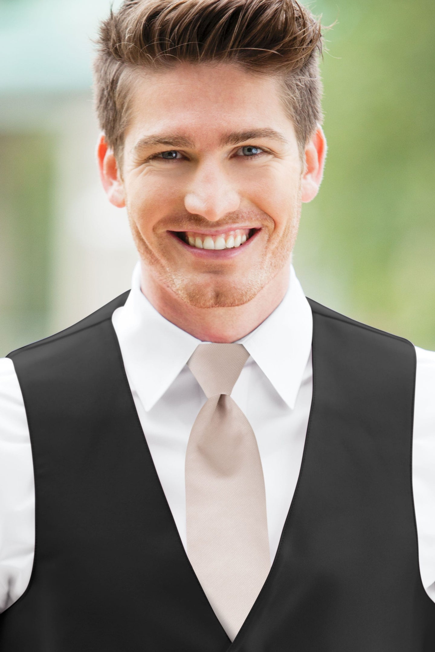 man wearing Blushing Pink Simply Solids Windsor Tie