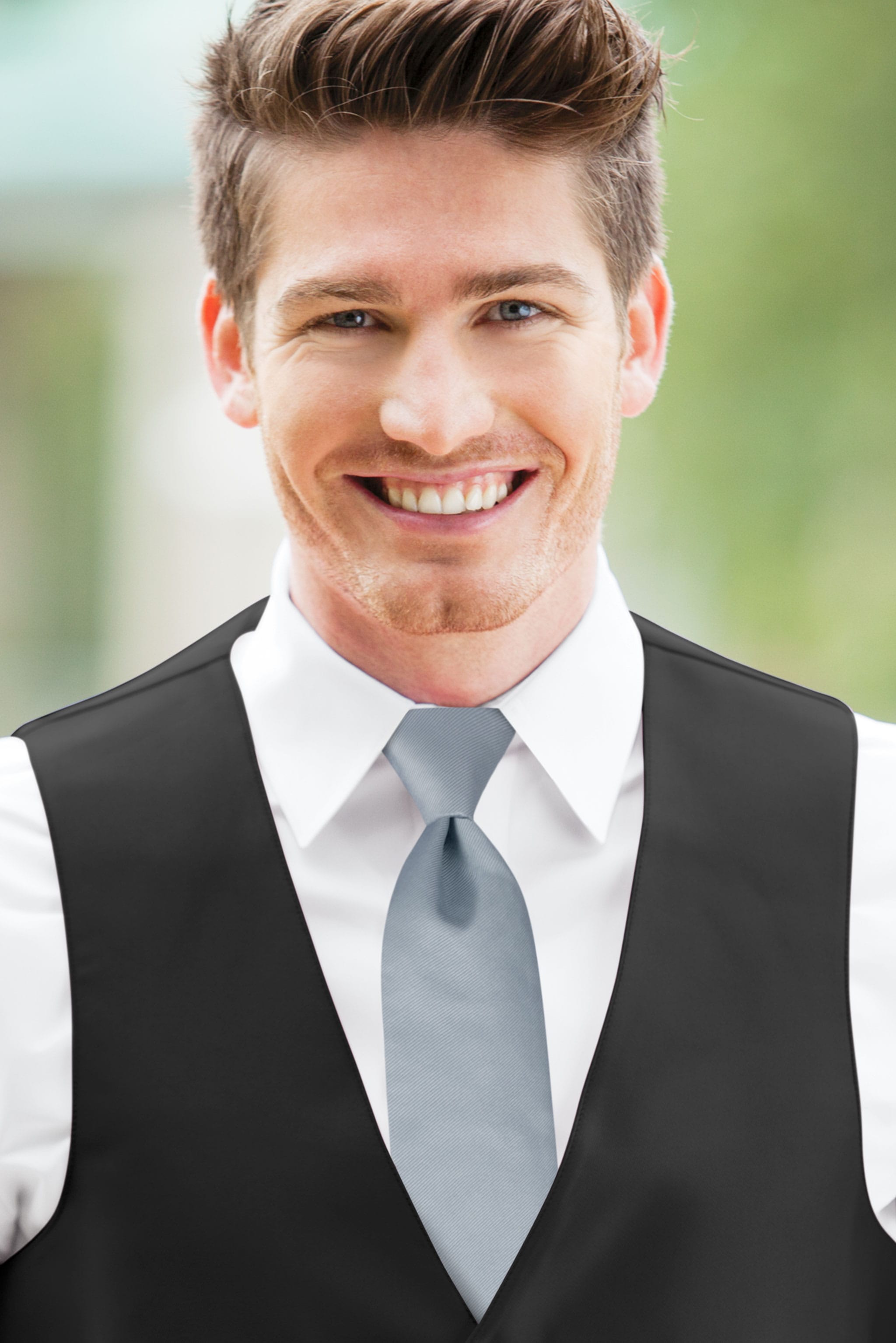 man wearing Dusty Blue Simply Solids Windsor Tie