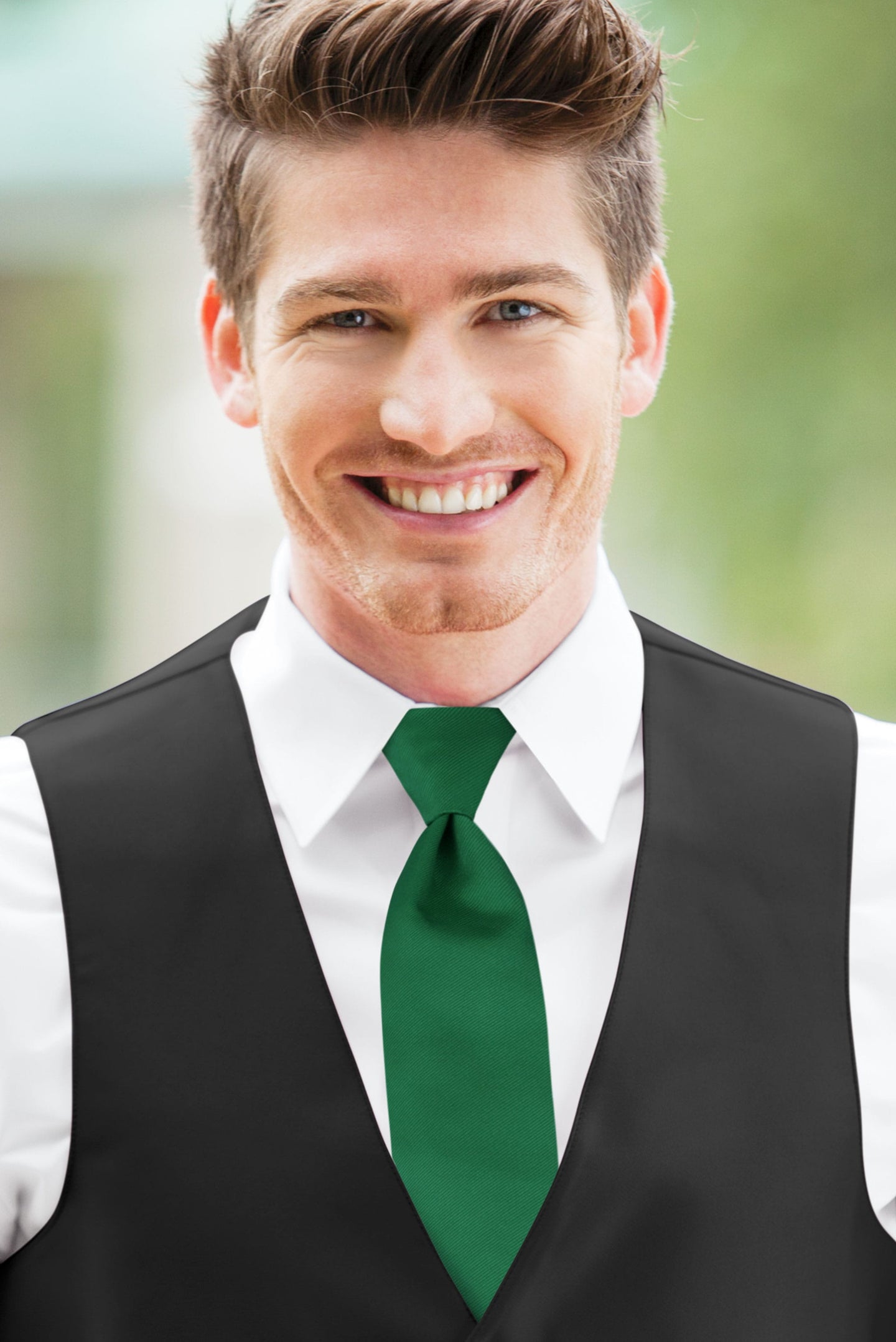 man wearing Emerald Green Simply Solids Windsor Tie