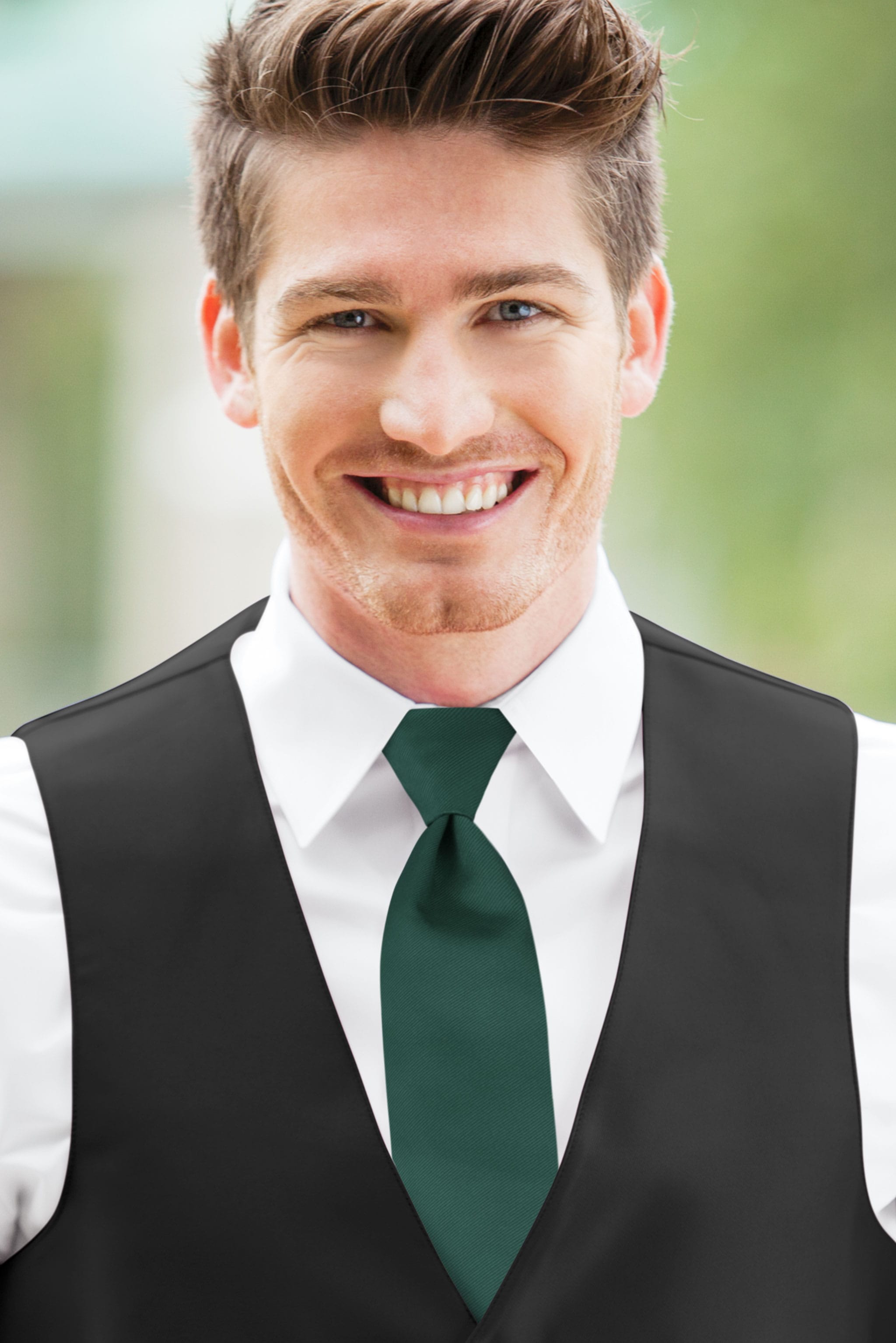 man wearing Forest Simply Solids Windsor Tie