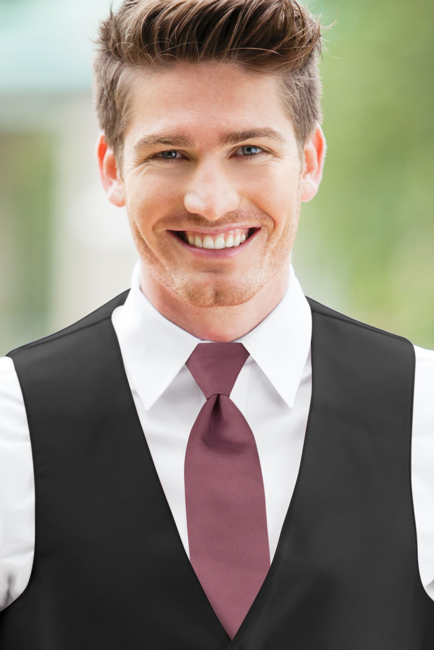 man wearing Rosewood Simply Solids Windsor Tie