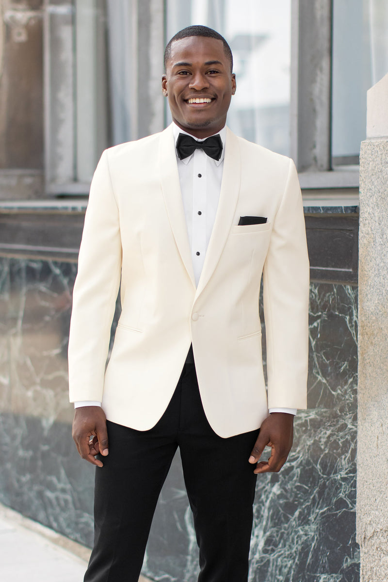 Classic Ivory Shawl Tuxedo with classic accessories