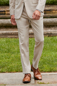 Tan Stretch Slim Fit Suit Pants