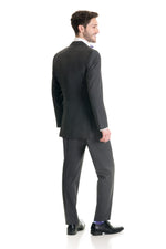 Dark Grey Slim Fit Suit Coat - Full Suit Back