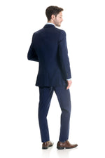 Dark Indigo Slim Fit Suit Coat - Super 120's - Full Suit Back