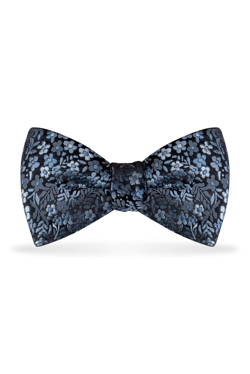  Floral Slate Blue Bow Tie – Detail