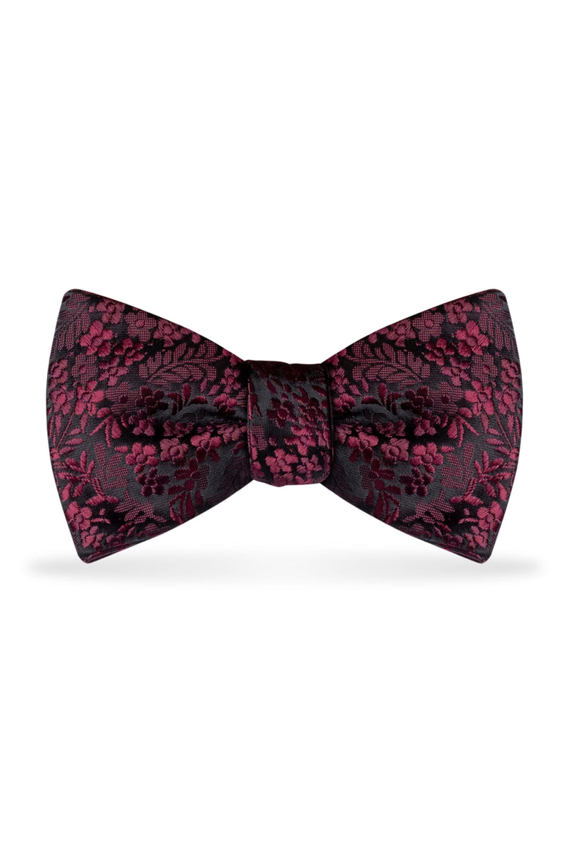 Floral Wine Bow Tie – Detail