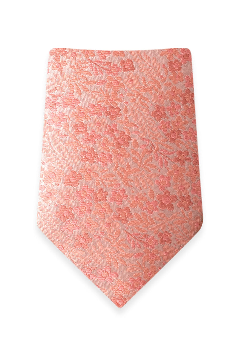 Floral Dark Coral Self-Tie Windsor Tie – Detail