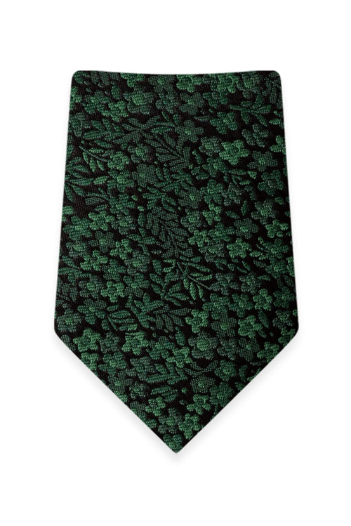 Floral Dark Green Self-Tie Windsor Tie – Detail