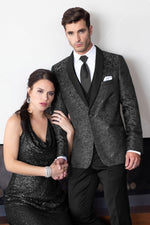 Granite Paisley Slim Fit Tuxedo Coat - Couple