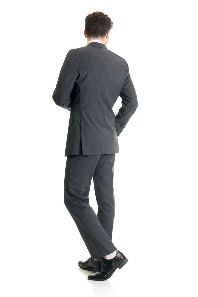 Grey Slim Fit Suit Coat - Super 120's - Full Suit Back