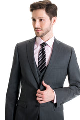 Grey Slim Fit Suit Coat - Super 120's - With Necktie