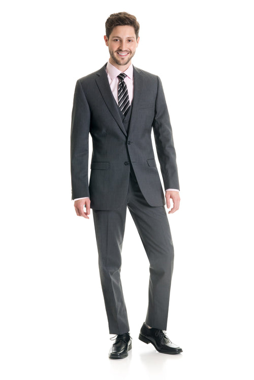 Grey Slim Fit Suit Coat - Super 120's - Full Suit Front