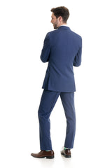 Indigo Slim Fit Suit Coat - Full Suit Back