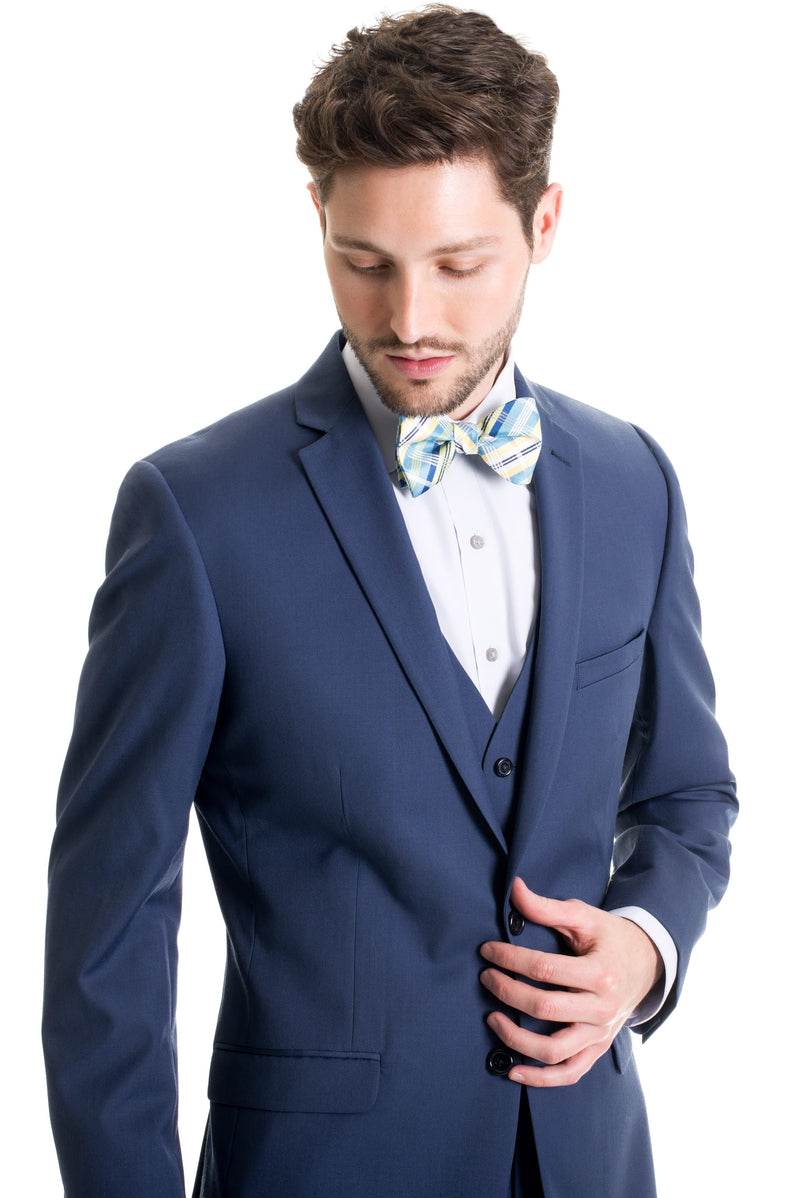 Indigo Slim Fit Suit Coat - With Bow Tie