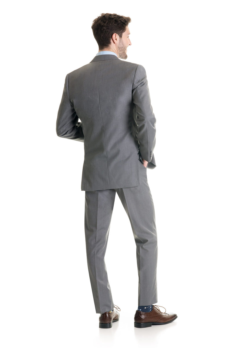 Light Grey Slim Fit Suit Coat - Full Suit Back
