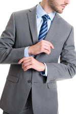 Light Grey Slim Fit Suit Coat - Detailed Close-Up