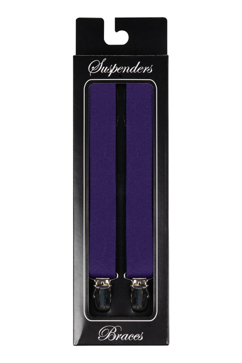 Men's Purple Clip On Suspenders in Box