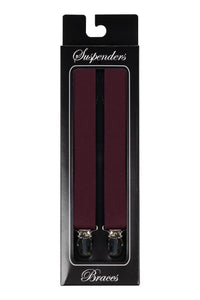 Men's Wine Clip On Suspenders in Box