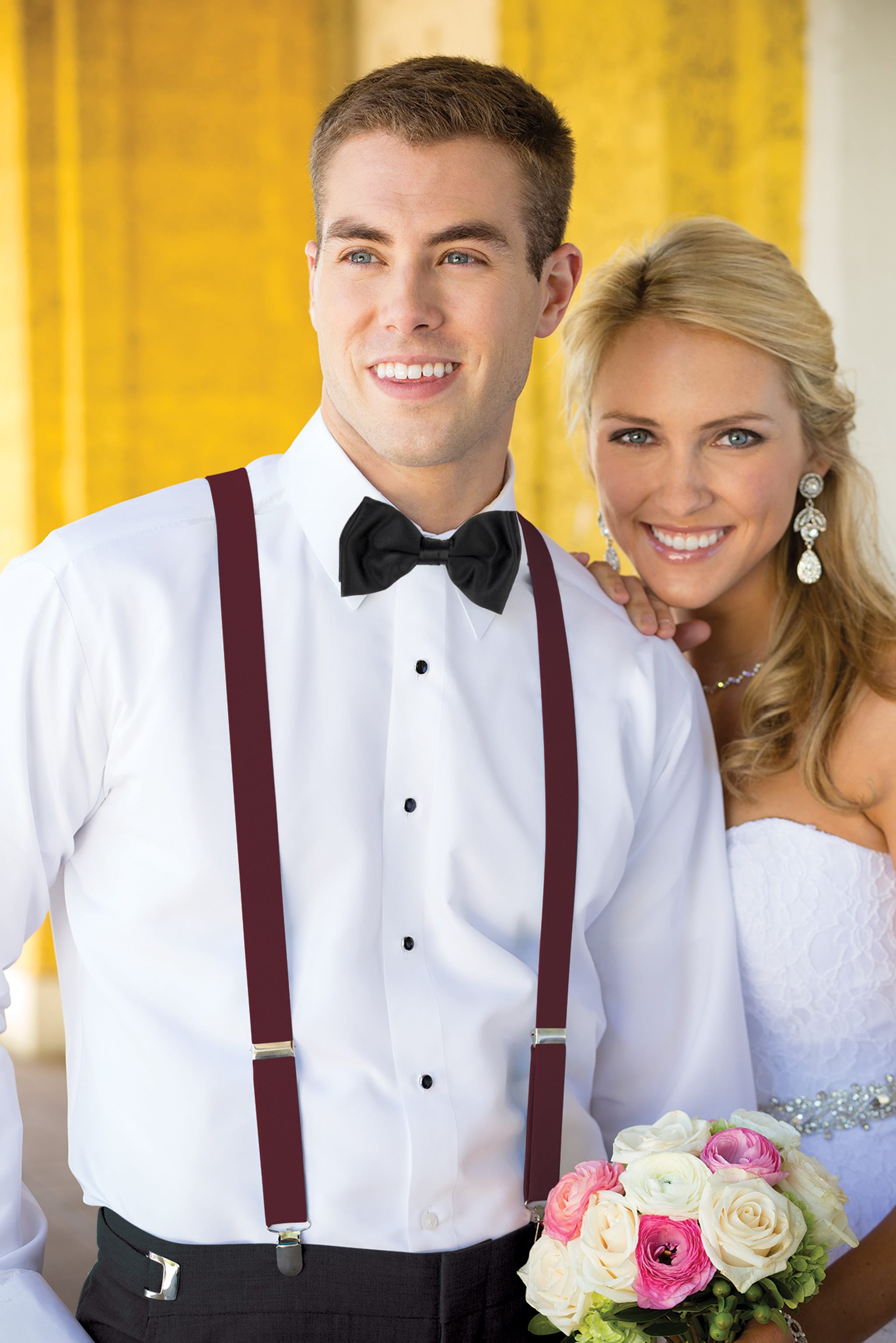 Men's Wine Red Clip On Suspenders