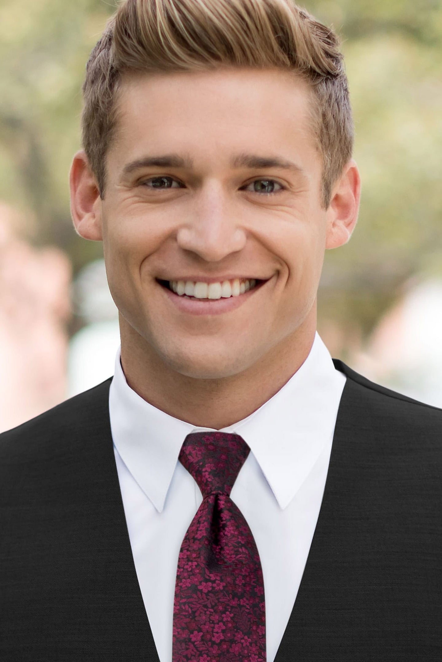 Floral Cranberry Self-Tie Windsor Tie