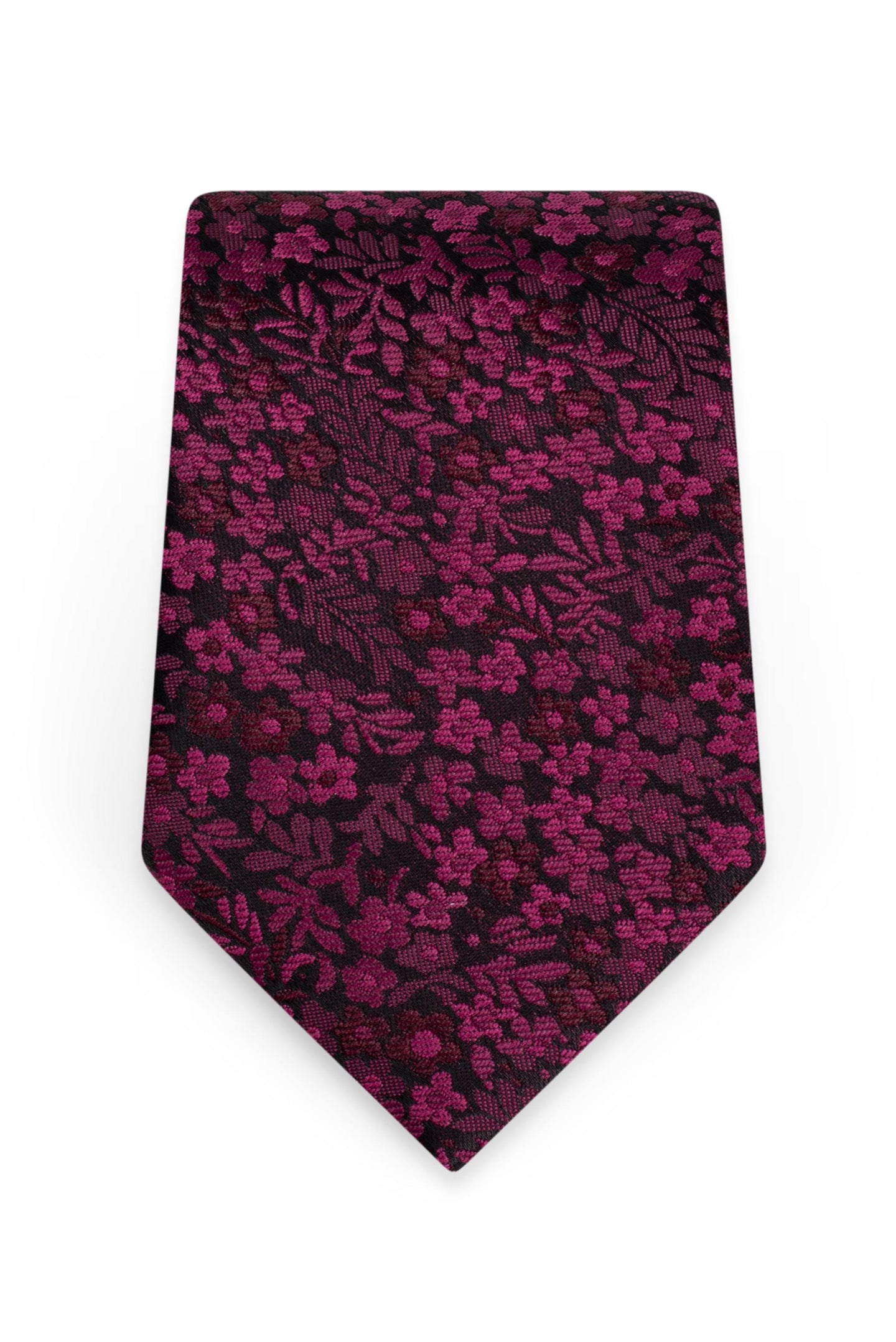 Floral Cranberry Self-Tie Windsor Tie - Detail