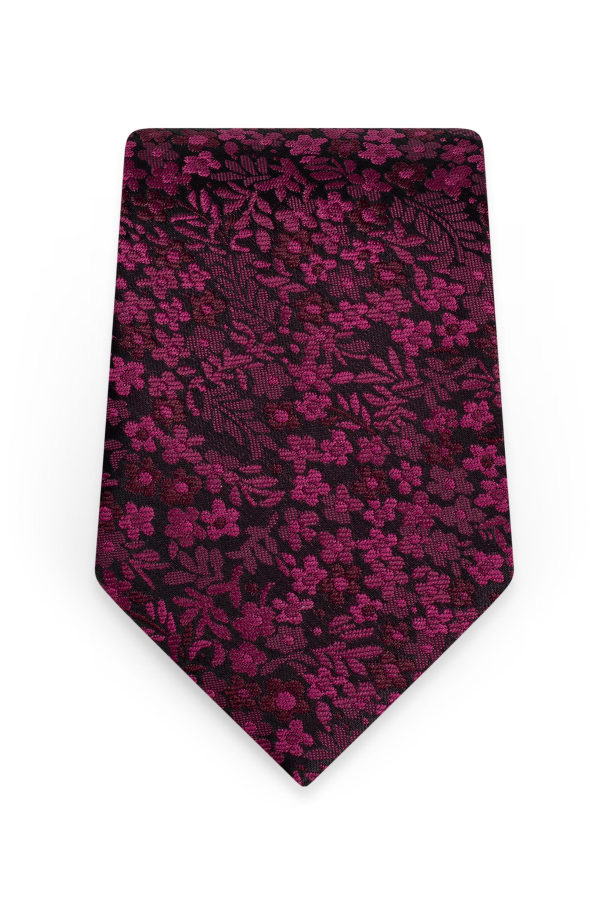 Floral Cranberry Self-Tie Windsor Tie - Detail