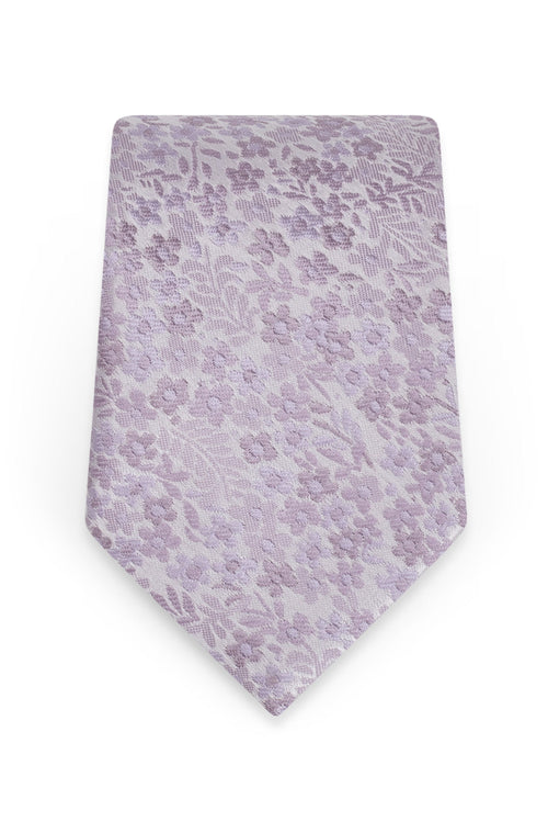 Floral Dusty Lavender Self-Tie Windsor Tie - Detail
