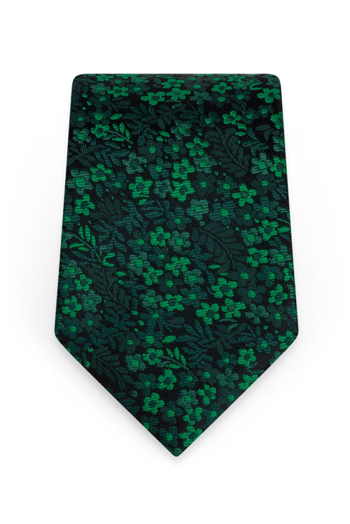 Floral Emerald Self-Tie Windsor Tie - Detail