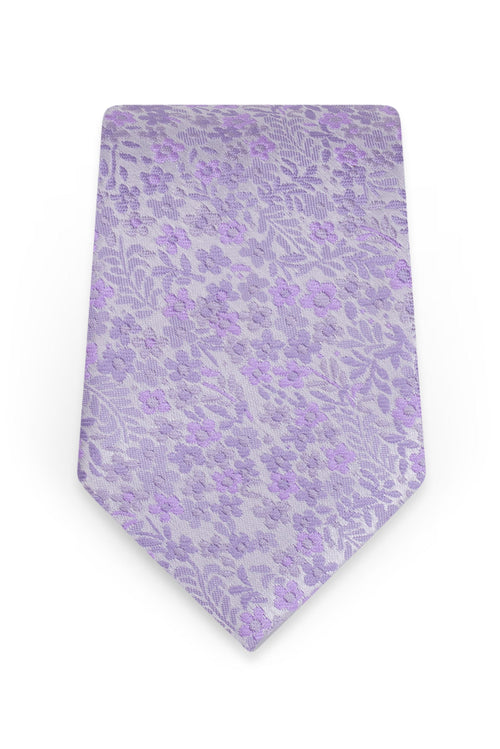 Floral Lavender Self-Tie Windsor Tie - Detail
